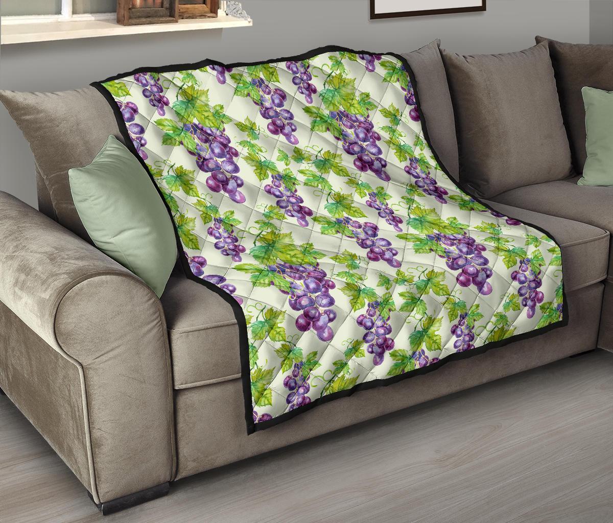 Wine Grape Print Pattern Quilt-grizzshop
