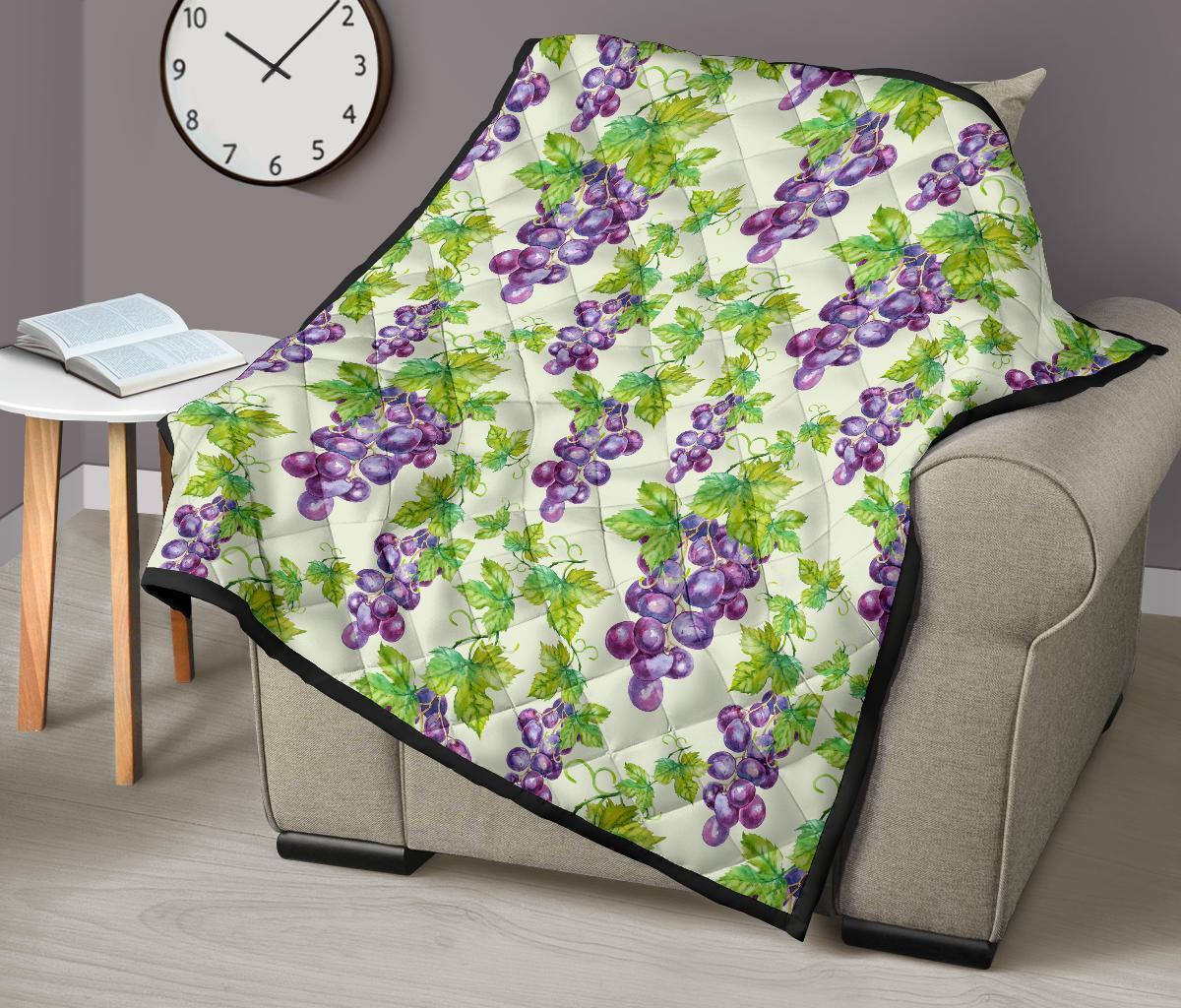 Wine Grape Print Pattern Quilt-grizzshop
