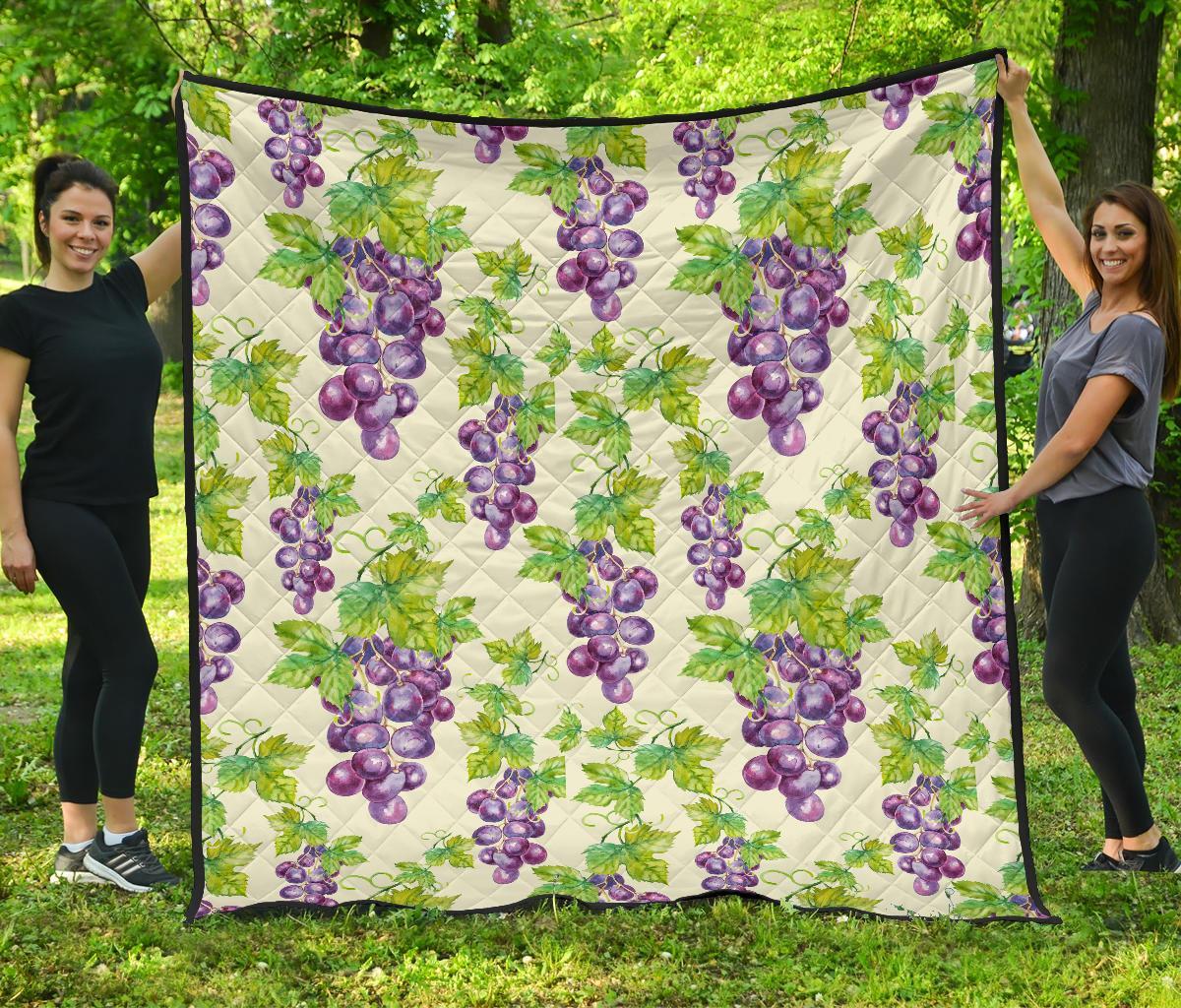 Wine Grape Print Pattern Quilt-grizzshop
