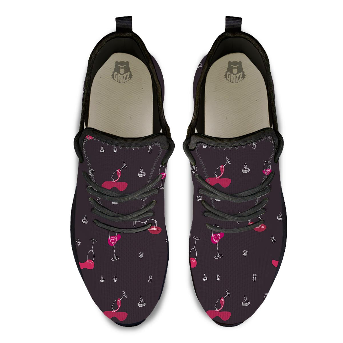Wine Splash Print Pattern Black Athletic Shoes-grizzshop