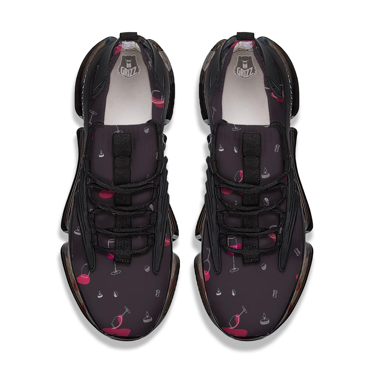 Wine Splash Print Pattern Black Gym Shoes-grizzshop