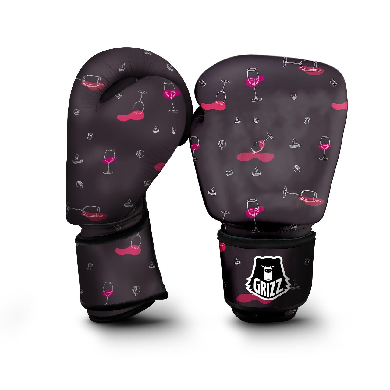 Wine Splash Print Pattern Boxing Gloves-grizzshop