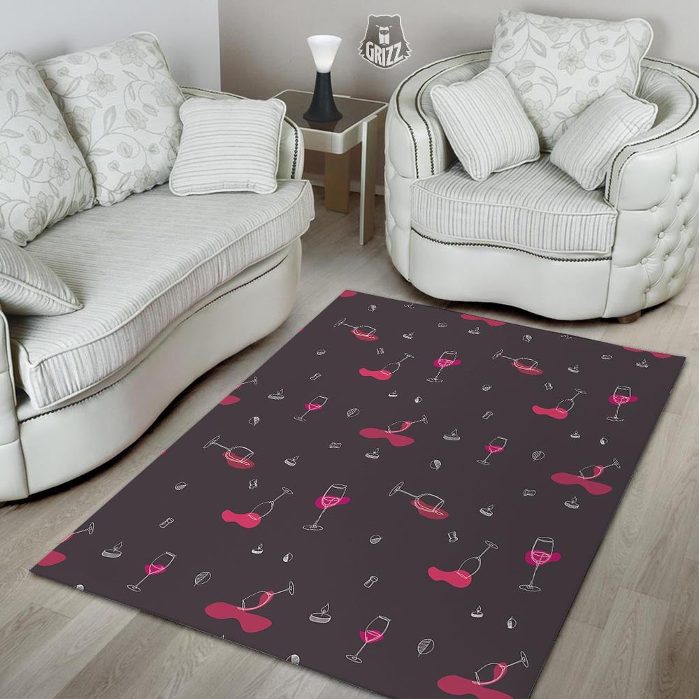Wine Splash Print Pattern Floor Mat-grizzshop