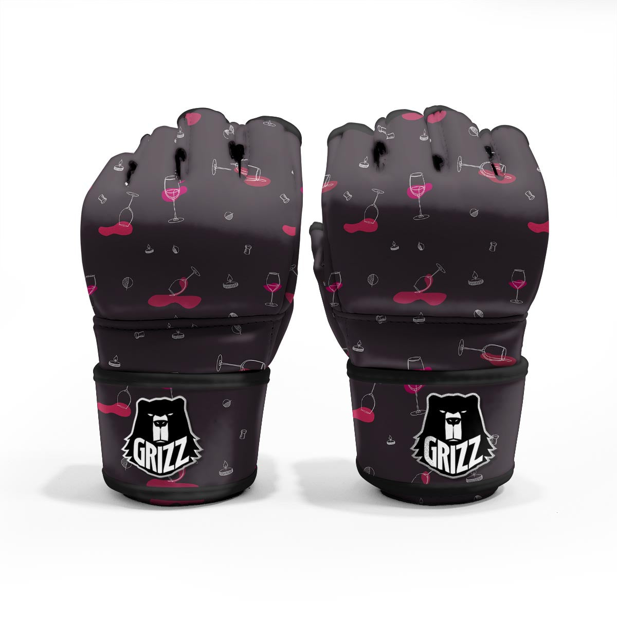 Wine Splash Print Pattern MMA Gloves-grizzshop