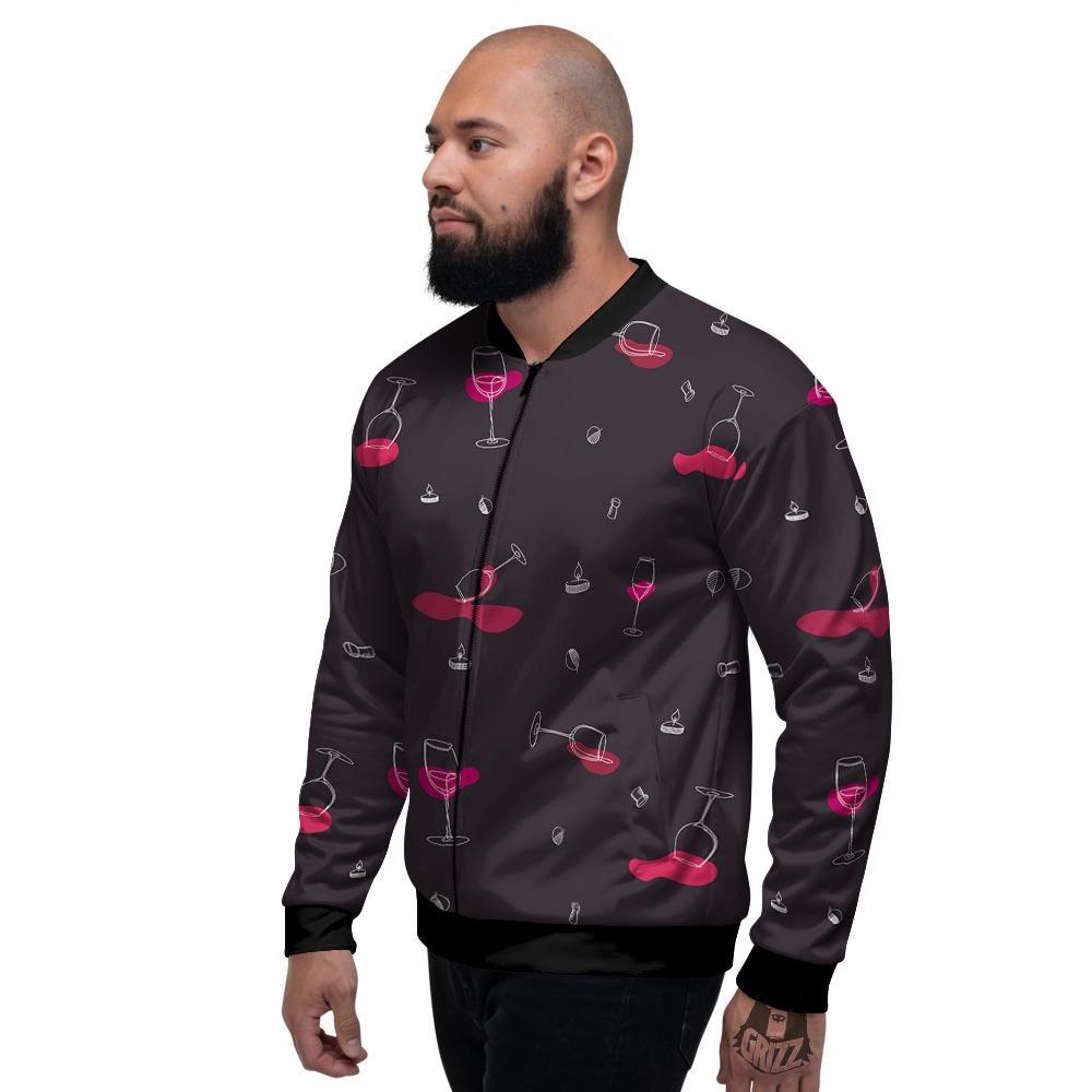Wine Splash Print Pattern Men's Bomber Jacket-grizzshop