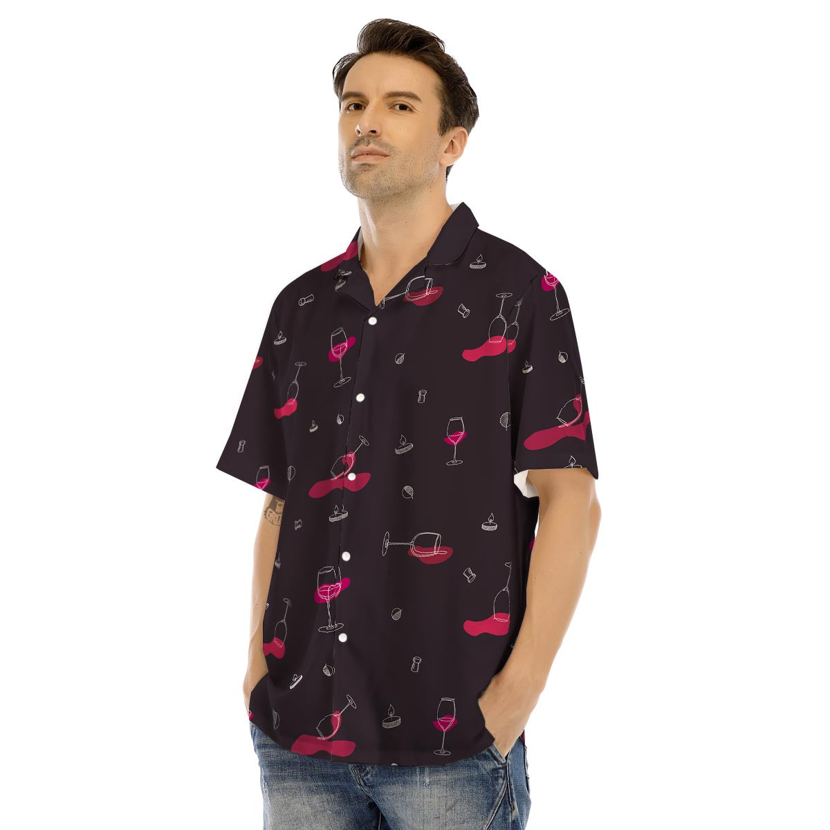 Wine Splash Print Pattern Men's Hawaiian Shirt-grizzshop