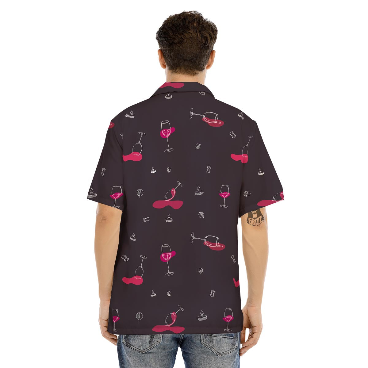 Wine Splash Print Pattern Men's Hawaiian Shirt-grizzshop