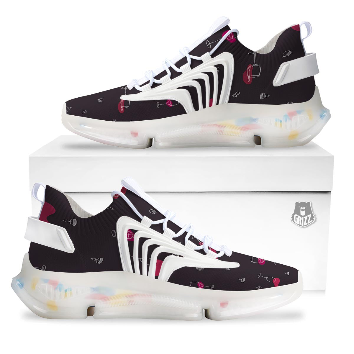 Wine Splash Print Pattern White Gym Shoes-grizzshop