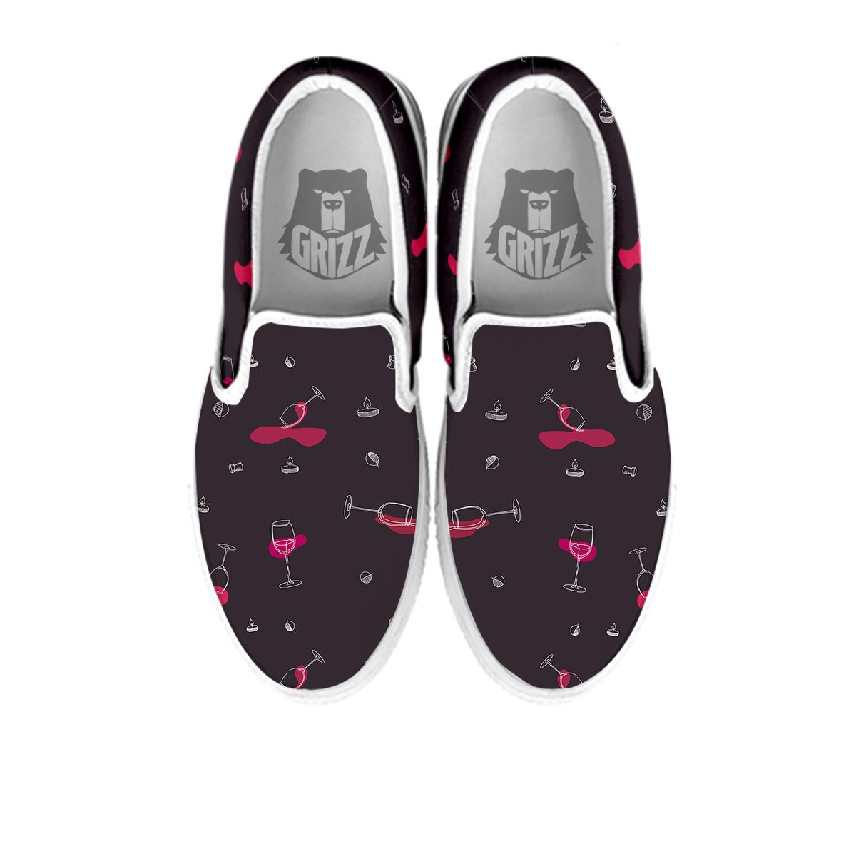 Wine Splash Print Pattern White Slip On Shoes-grizzshop