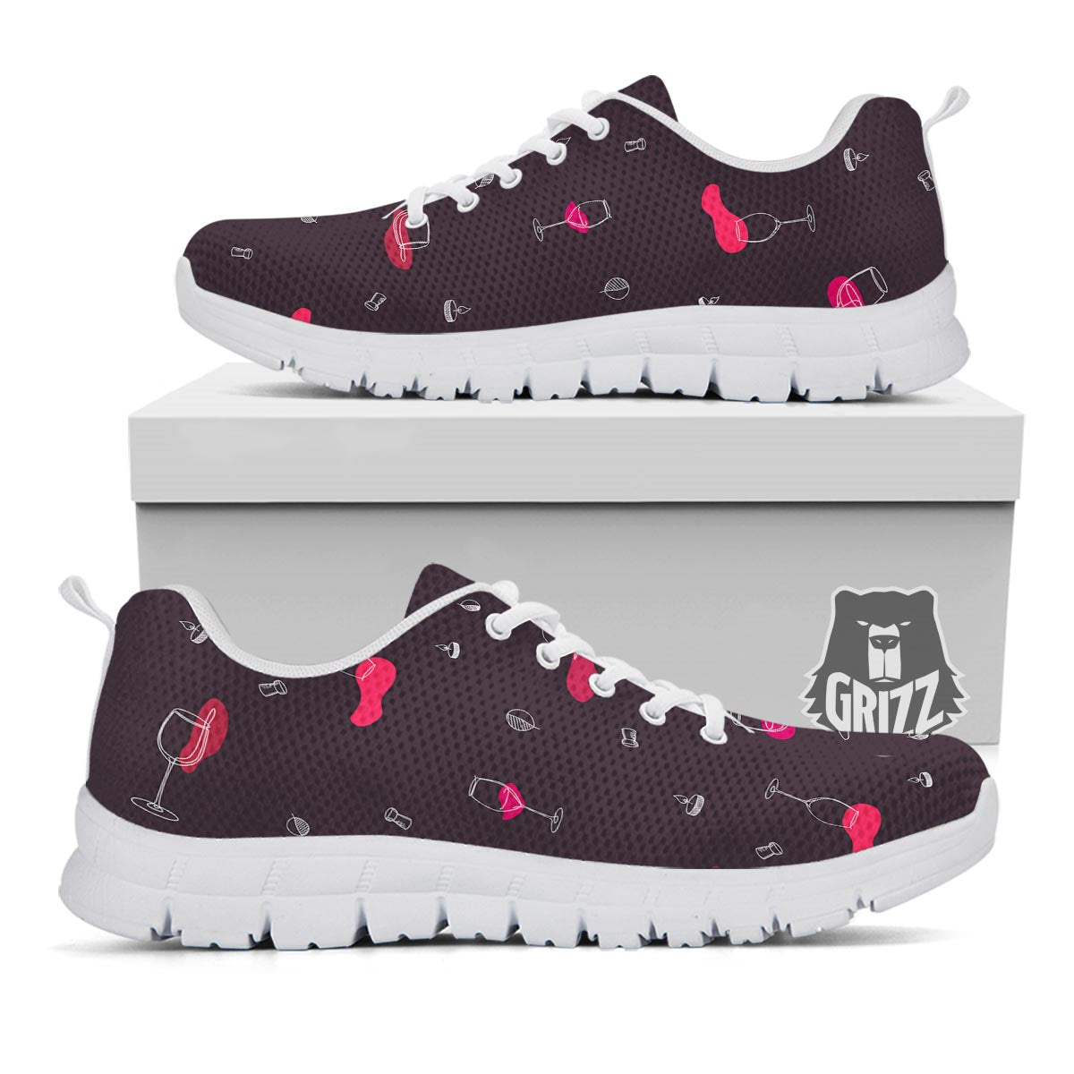 Wine Splash Print Pattern White Sneaker-grizzshop
