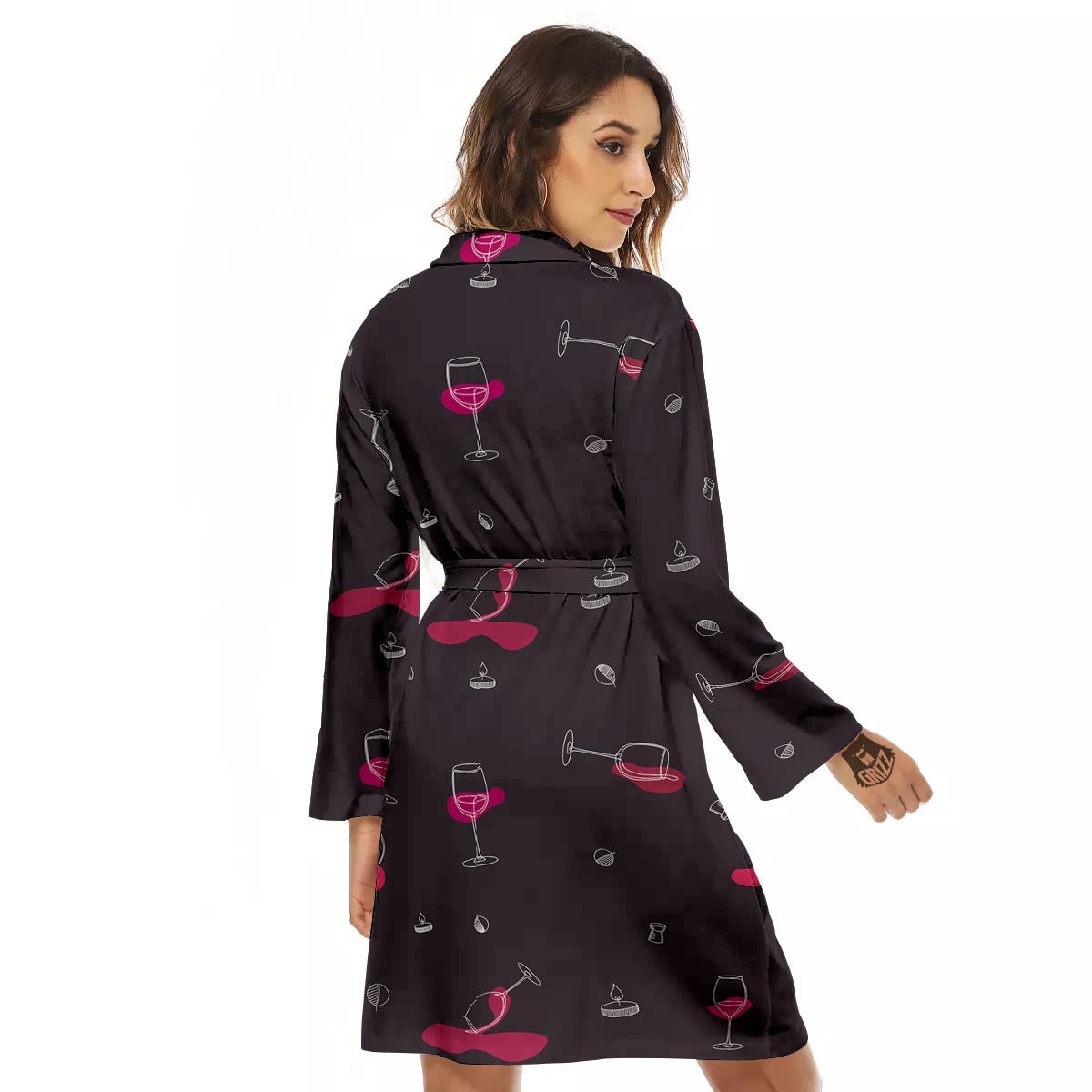 Wine Splash Print Pattern Women's Robe-grizzshop