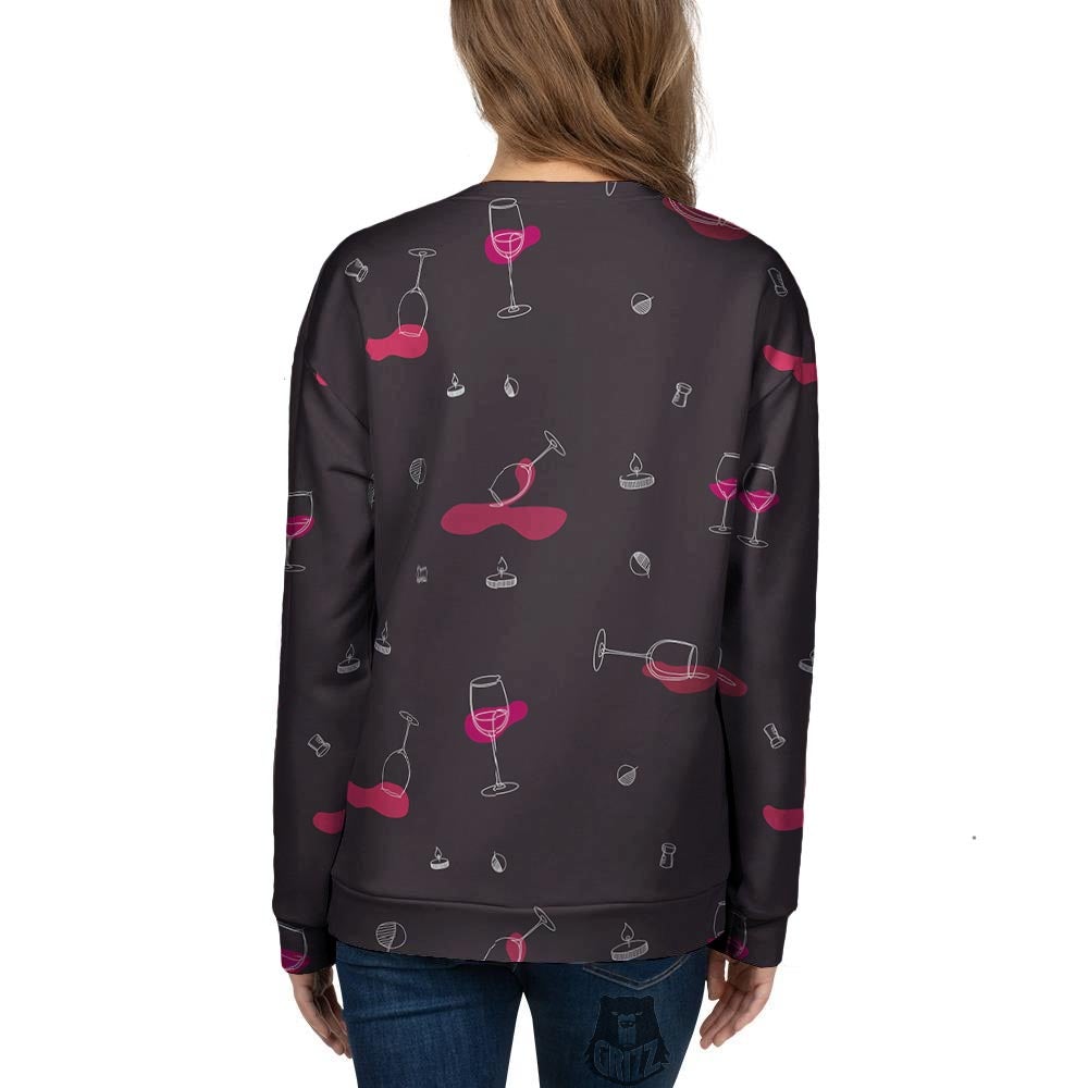 Wine Splash Print Pattern Women's Sweatshirt-grizzshop