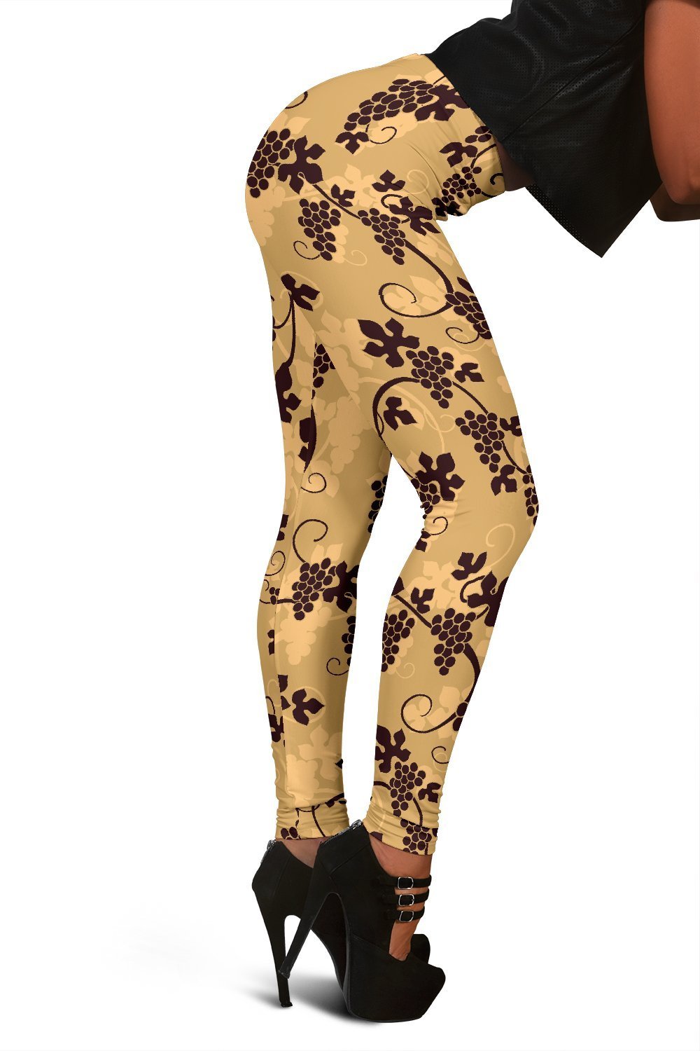 Wine Grape Pattern Print Women Leggings-grizzshop
