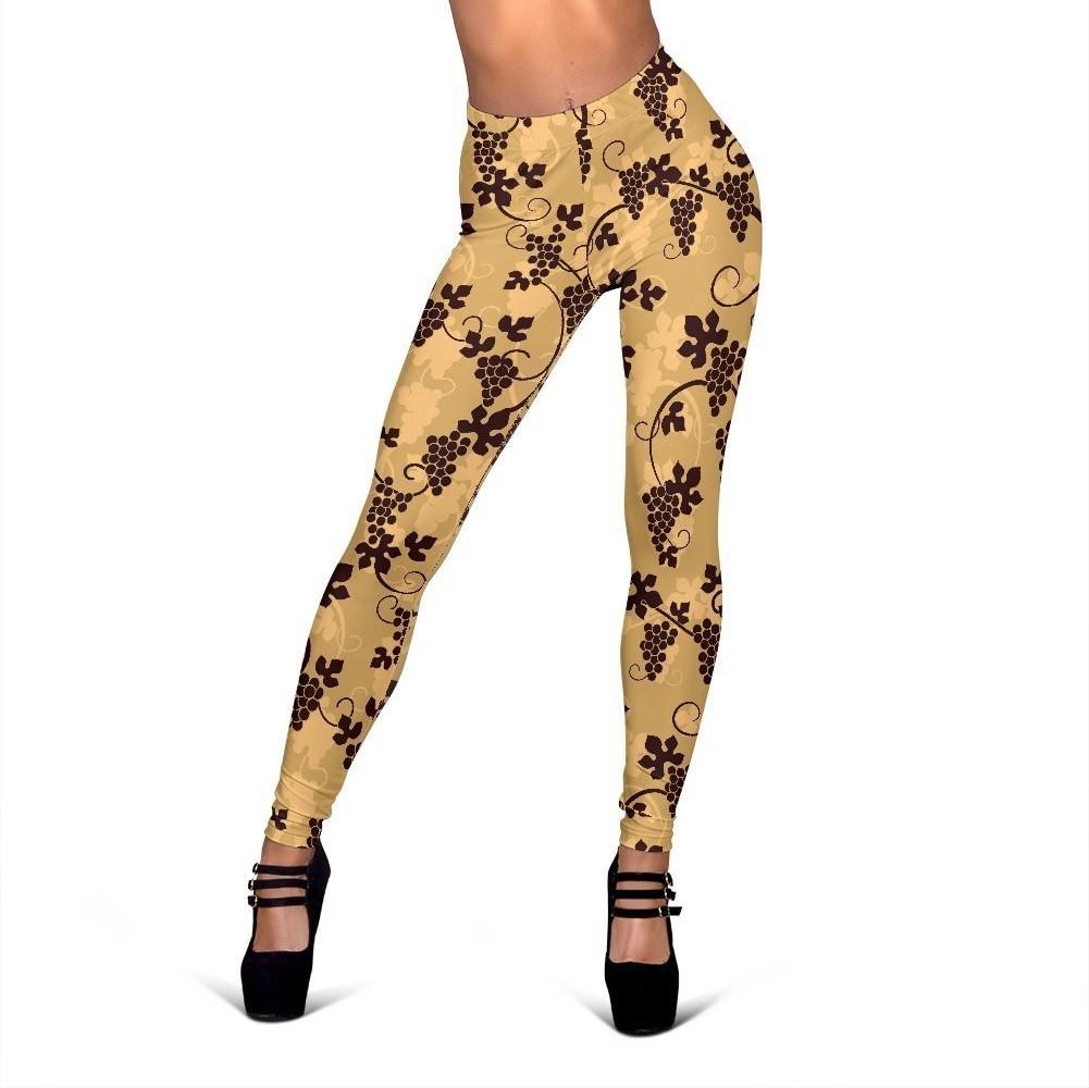 Wine Grape Pattern Print Women Leggings-grizzshop
