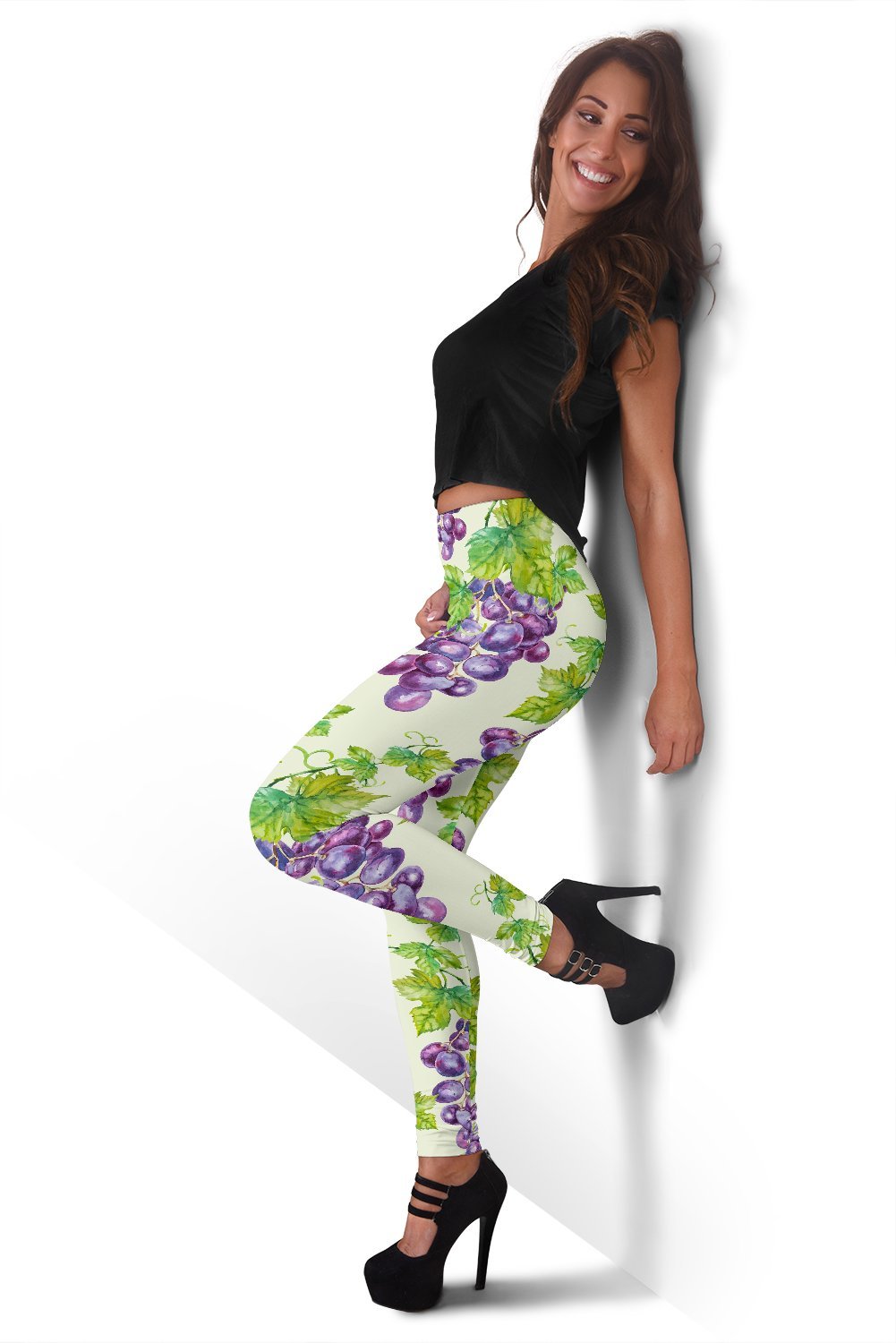 Wine Grape Print Pattern Women Leggings-grizzshop