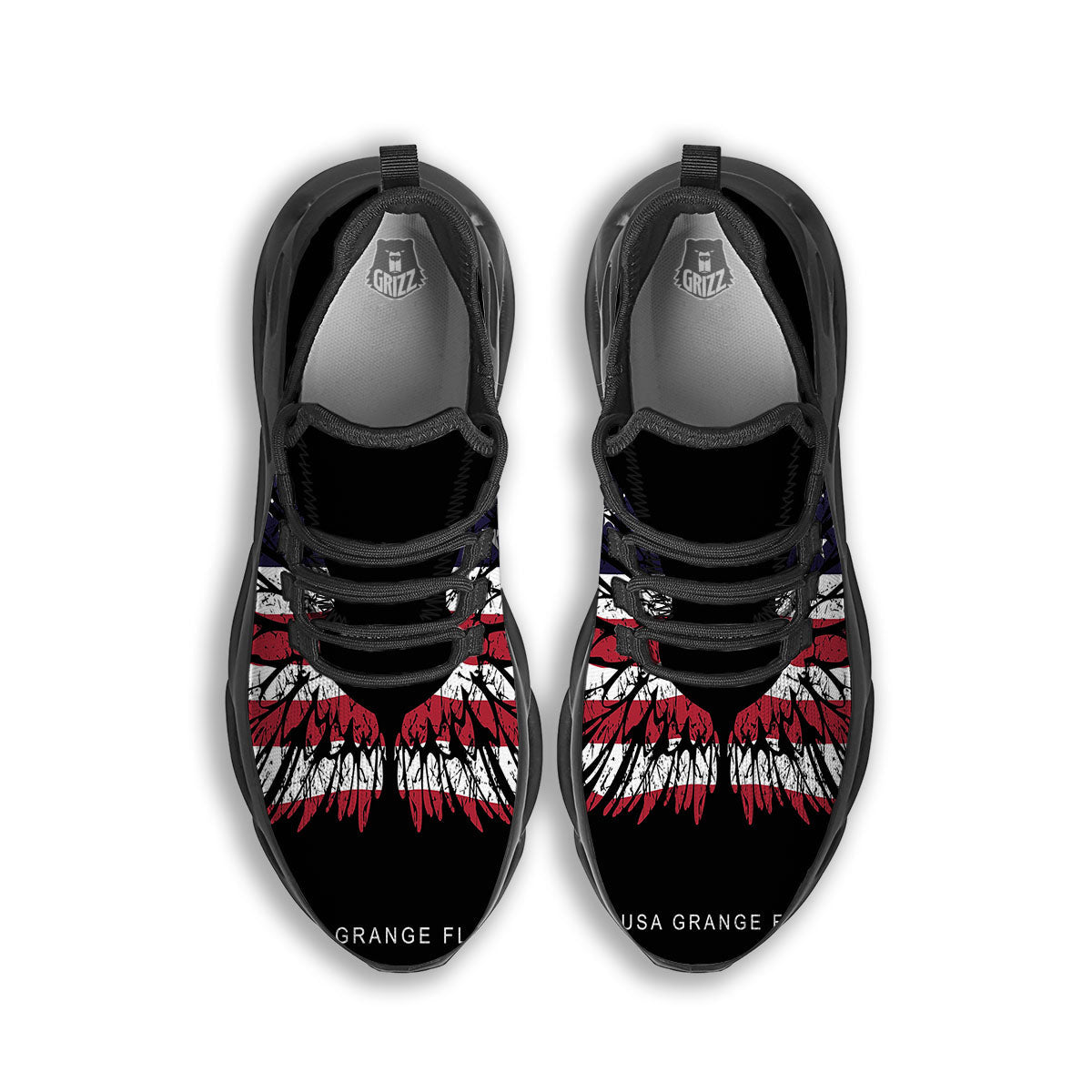 Wing Flag American Print Black Running Shoes-grizzshop