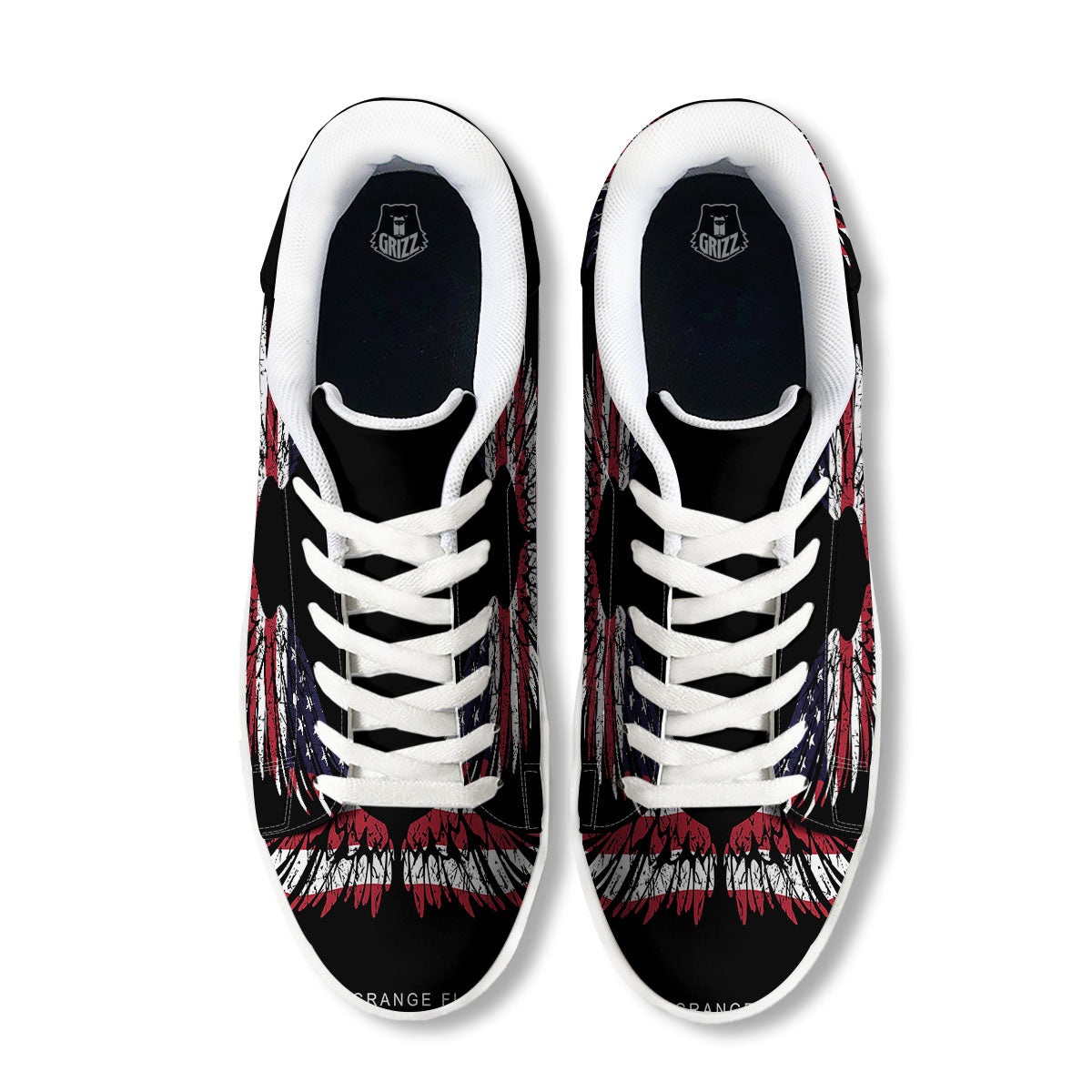 Wing Flag American Print White Low Top Sneakers-grizzshop