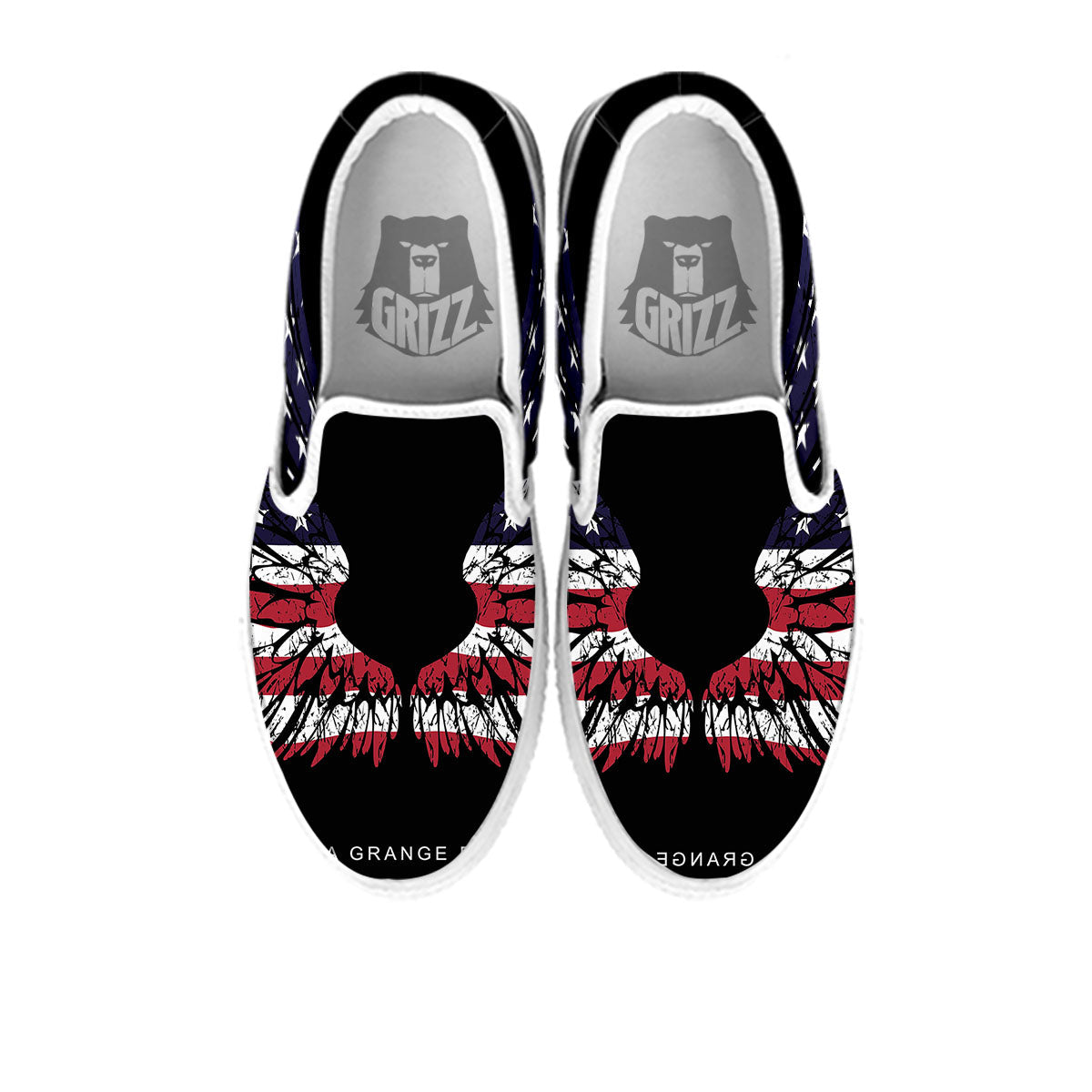 Wing Flag American Print White Slip On Shoes-grizzshop
