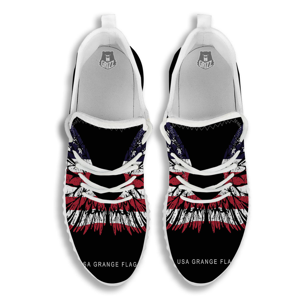 Wing Flag American Print White Walking Shoes-grizzshop