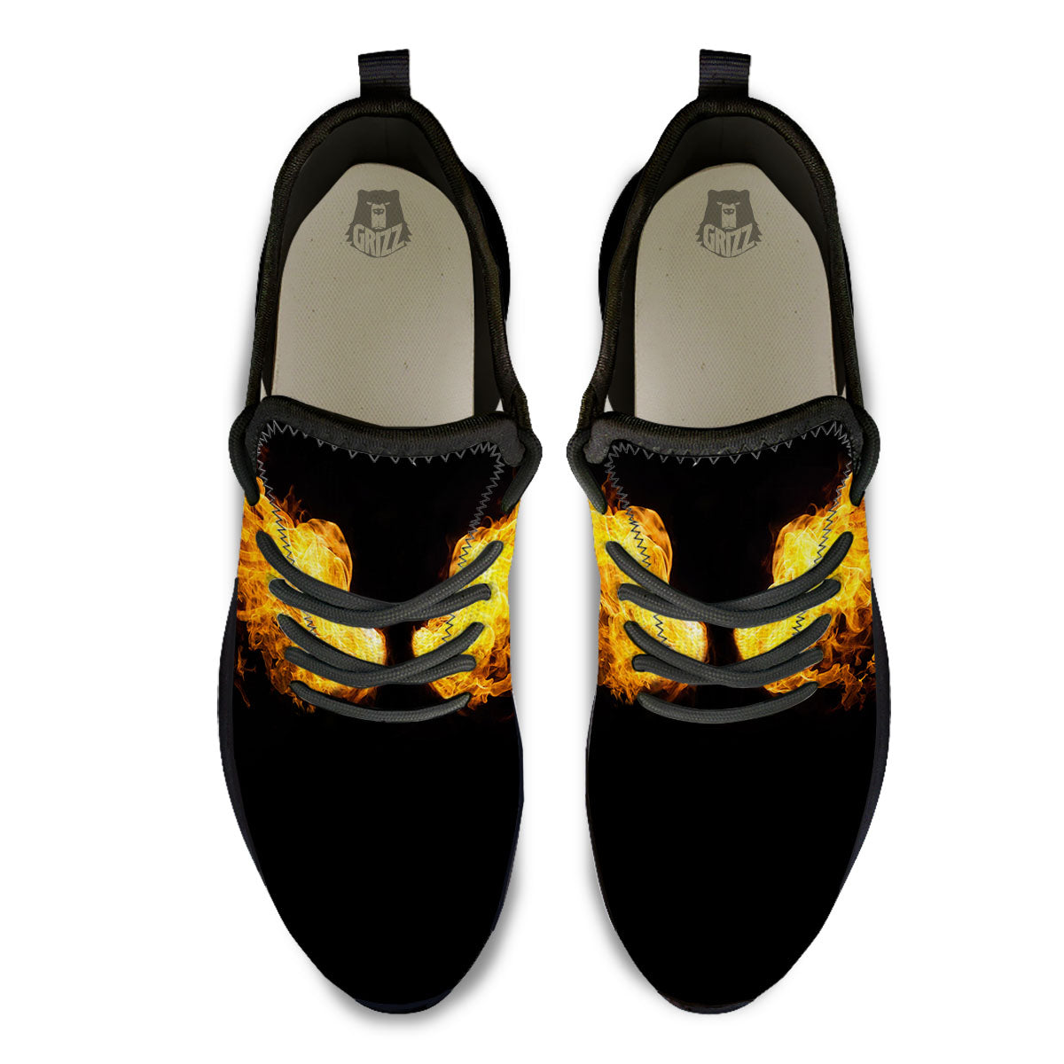 Wings Flame Print Black Athletic Shoes-grizzshop