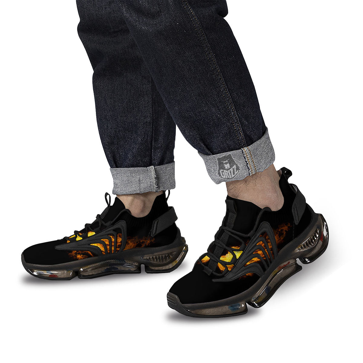Wings Flame Print Black Gym Shoes-grizzshop