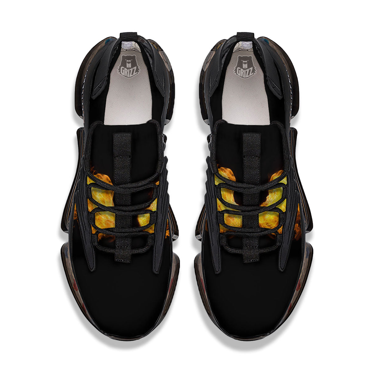 Wings Flame Print Black Gym Shoes-grizzshop