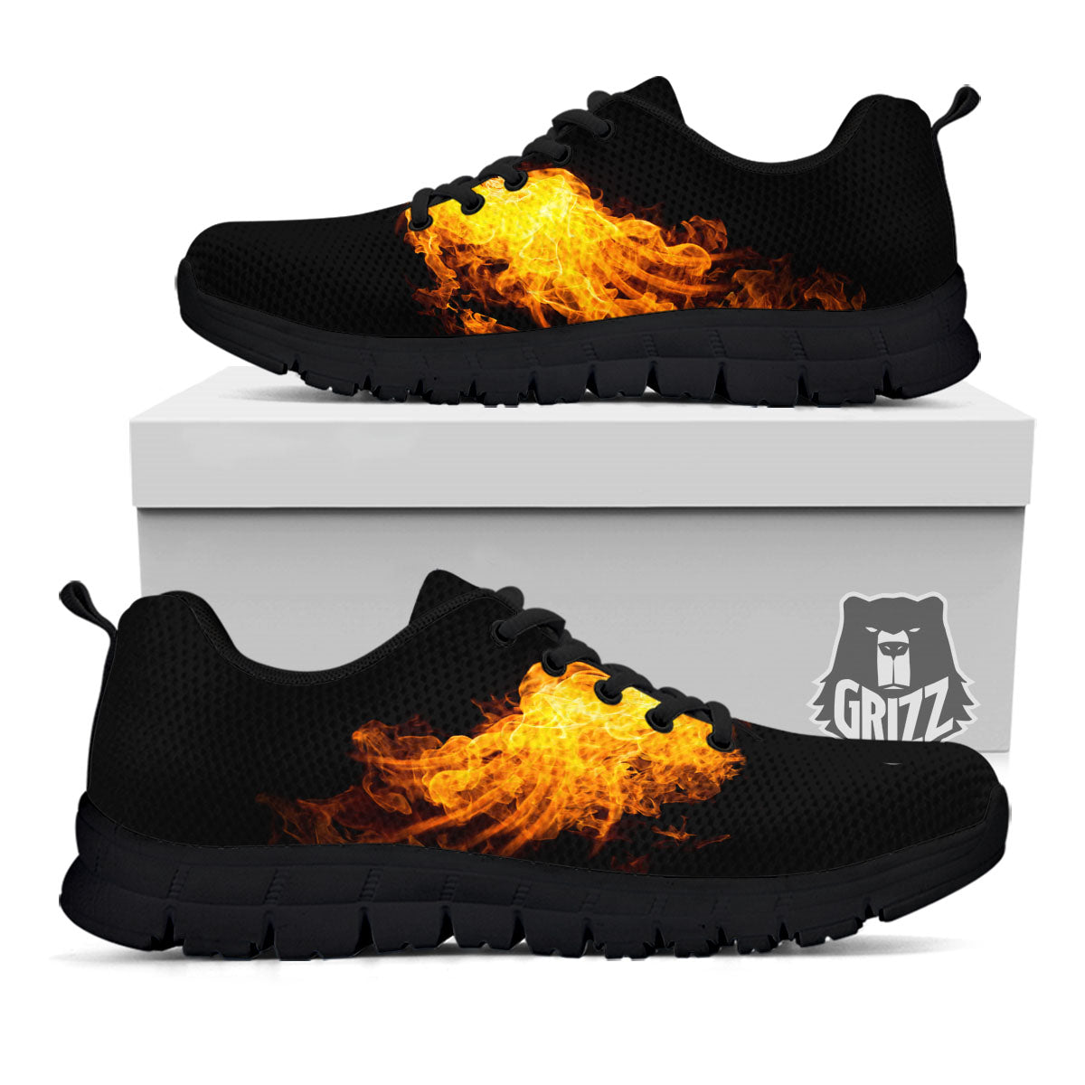 Wings Flame Print Black Sneaker-grizzshop