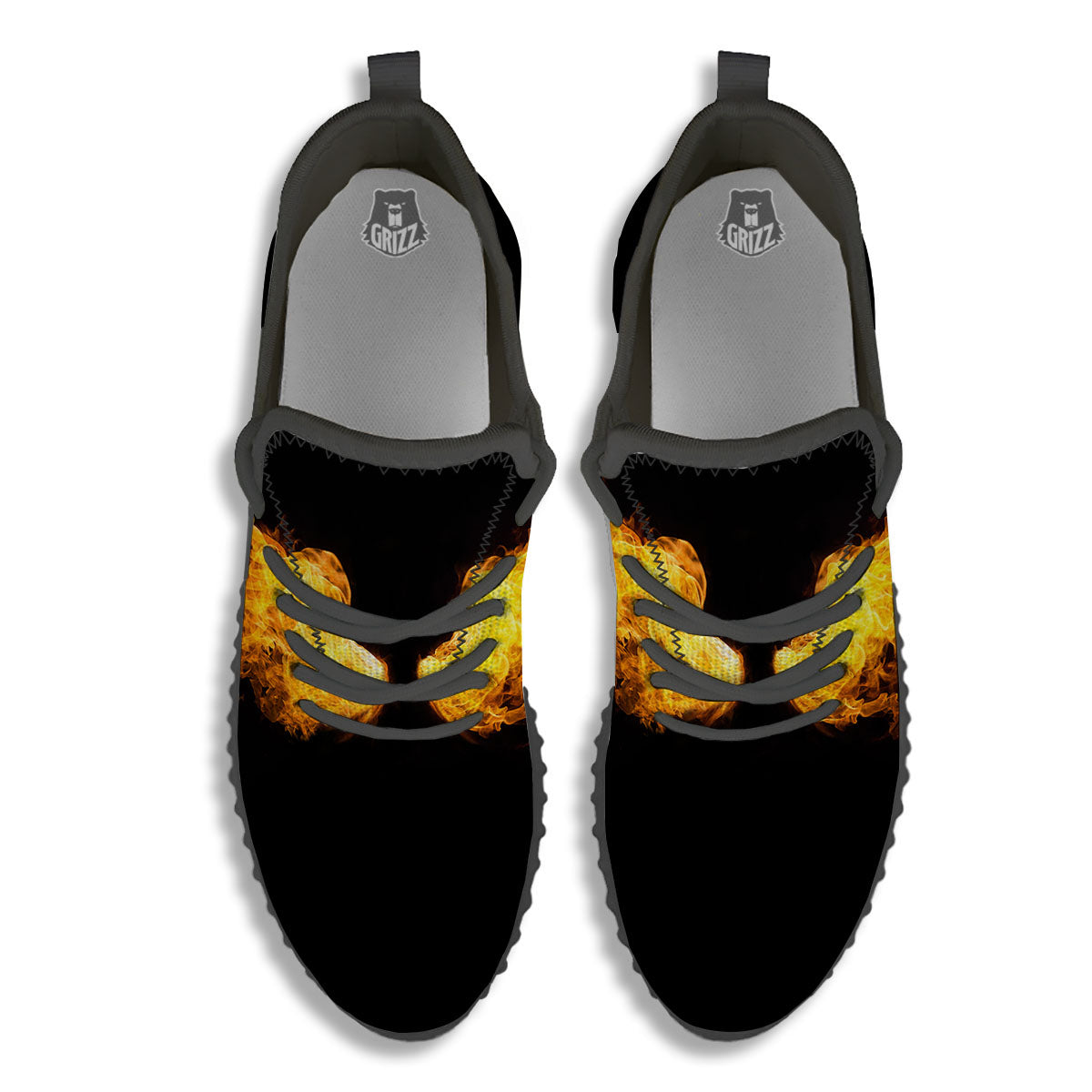 Wings Flame Print Black Walking Shoes-grizzshop