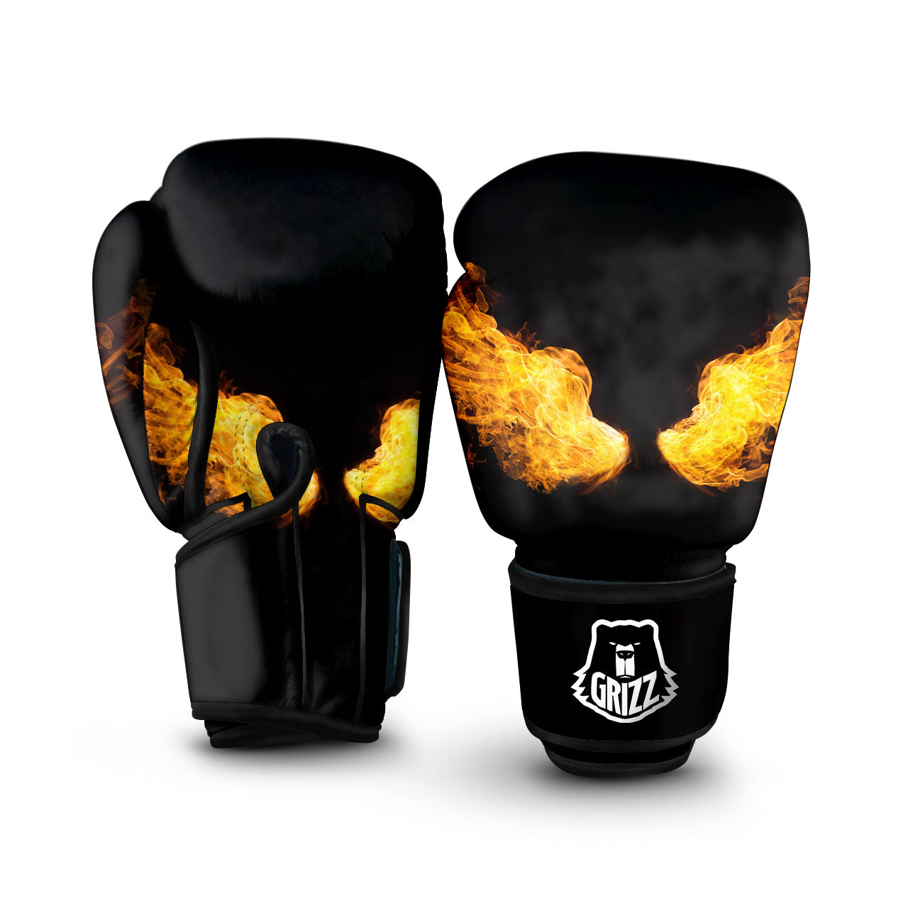 Wings Flame Print Boxing Gloves-grizzshop