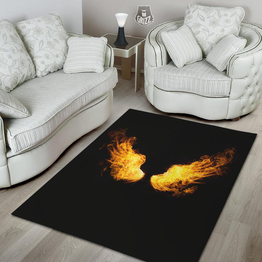 Wings Flame Print Floor Mat-grizzshop