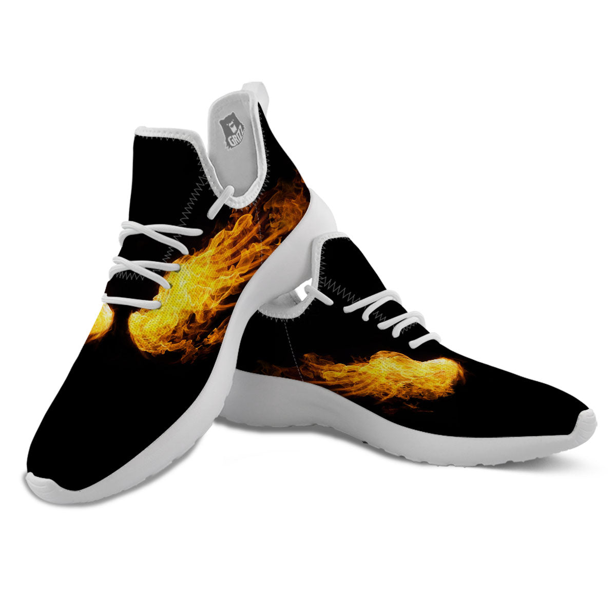 Wings Flame Print White Athletic Shoes-grizzshop