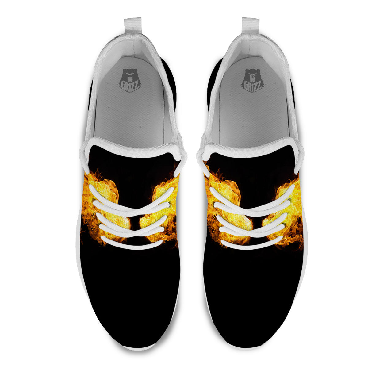 Wings Flame Print White Athletic Shoes-grizzshop