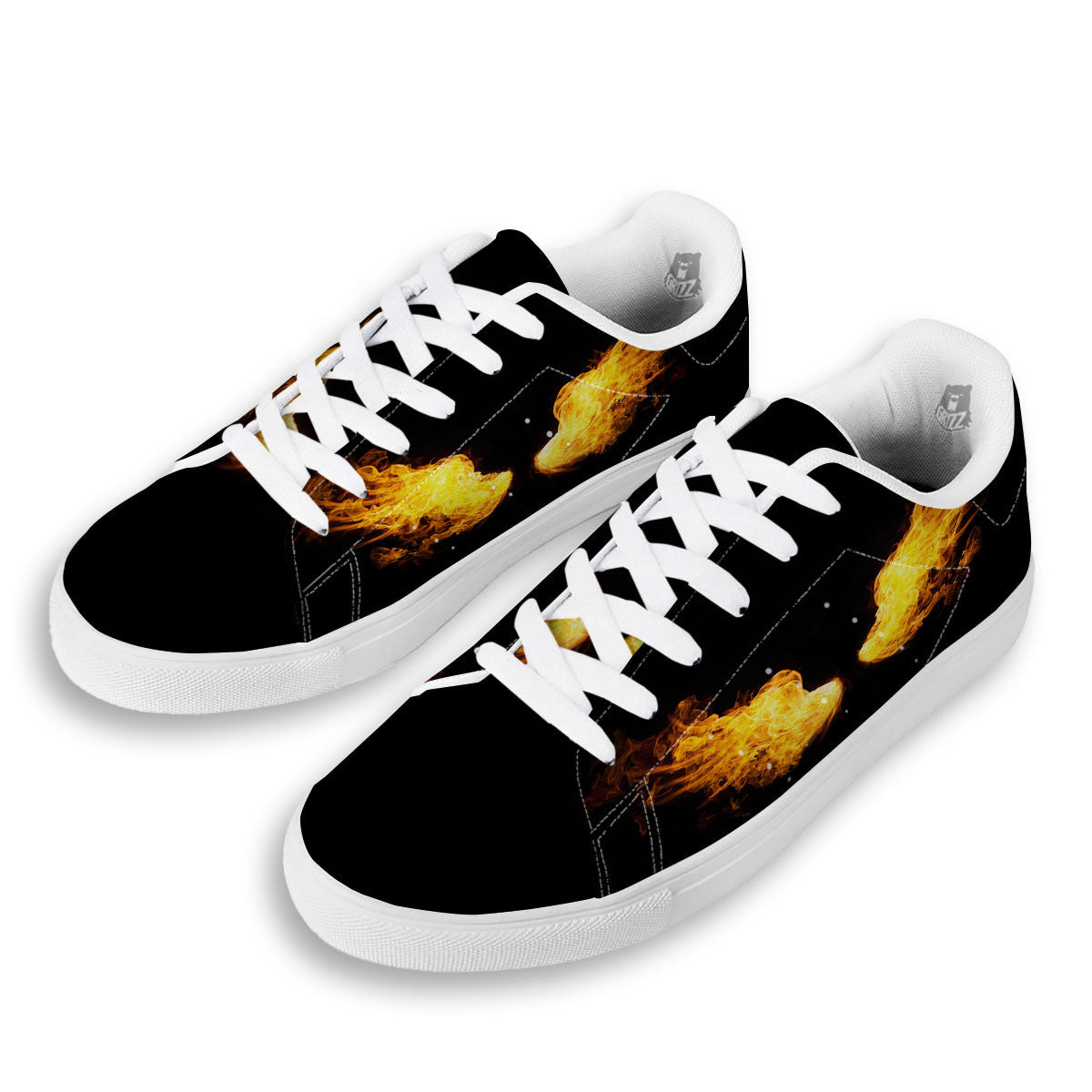 Wings Flame Print White Low Top Sneakers-grizzshop