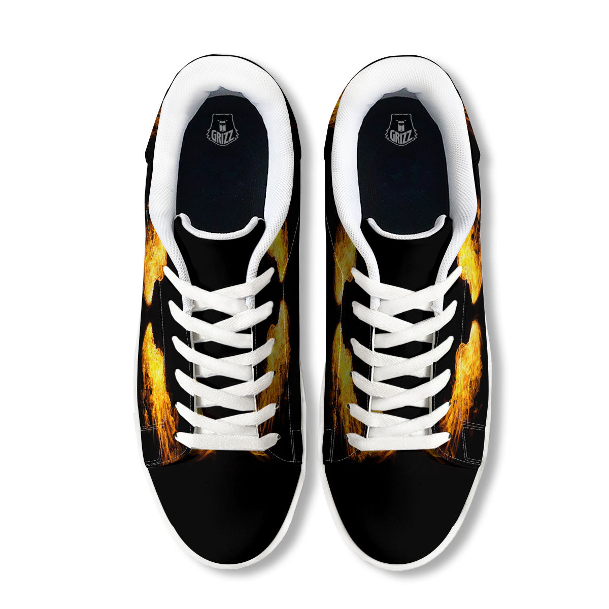 Wings Flame Print White Low Top Sneakers-grizzshop