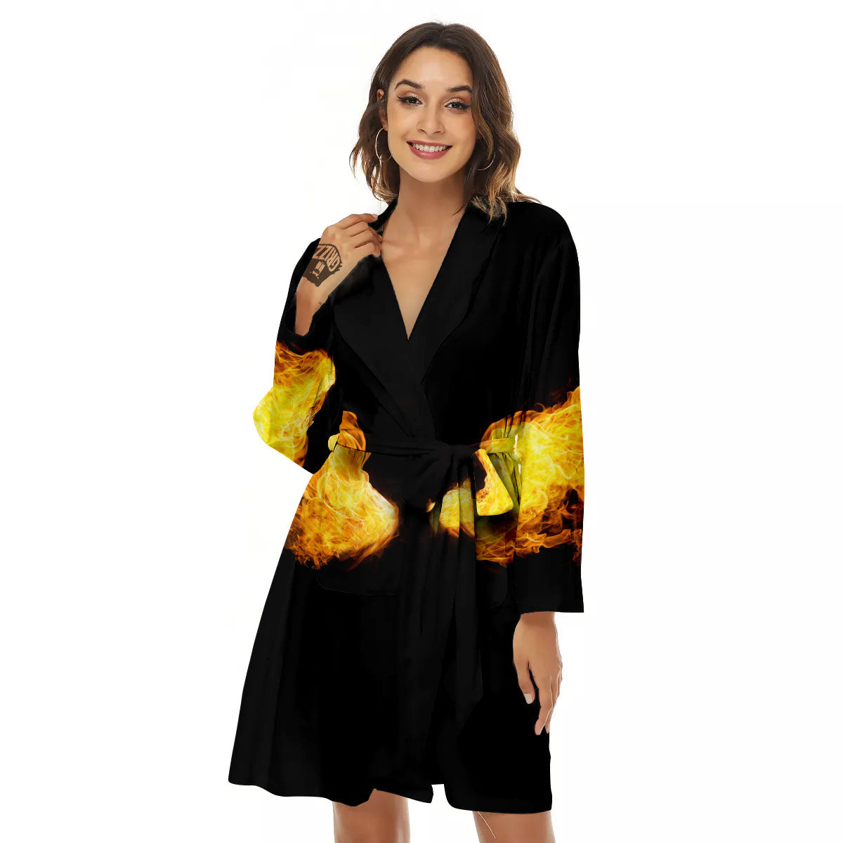 Wings Flame Print Women's Robe-grizzshop