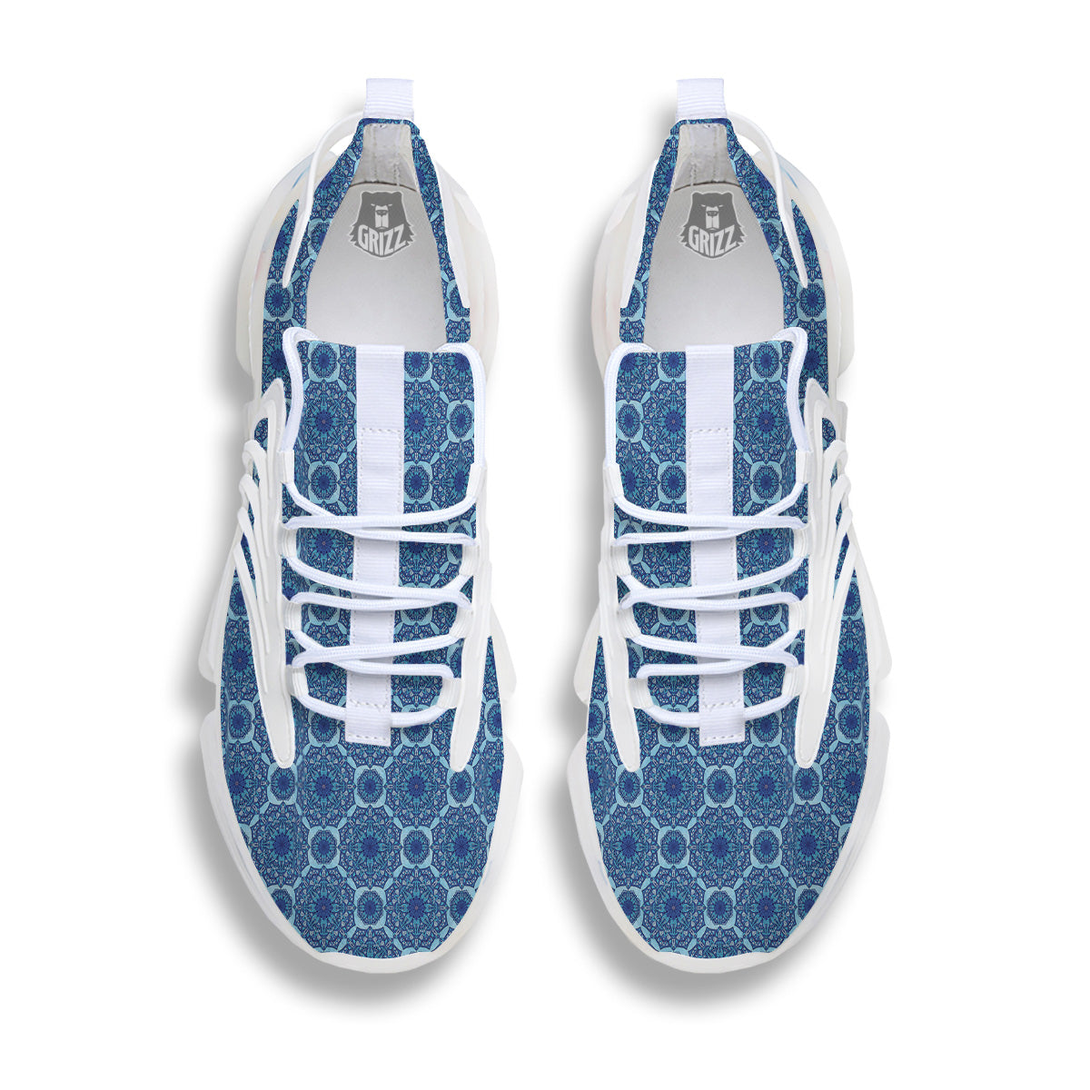 Winter Mandala Blue Print White Gym Shoes-grizzshop