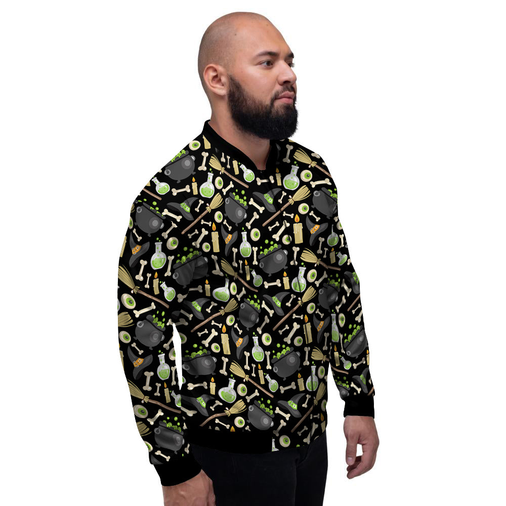 Witch Cauldron Green Print Pattern Men's Bomber Jacket-grizzshop