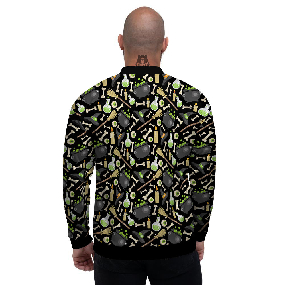 Witch Cauldron Green Print Pattern Men's Bomber Jacket-grizzshop
