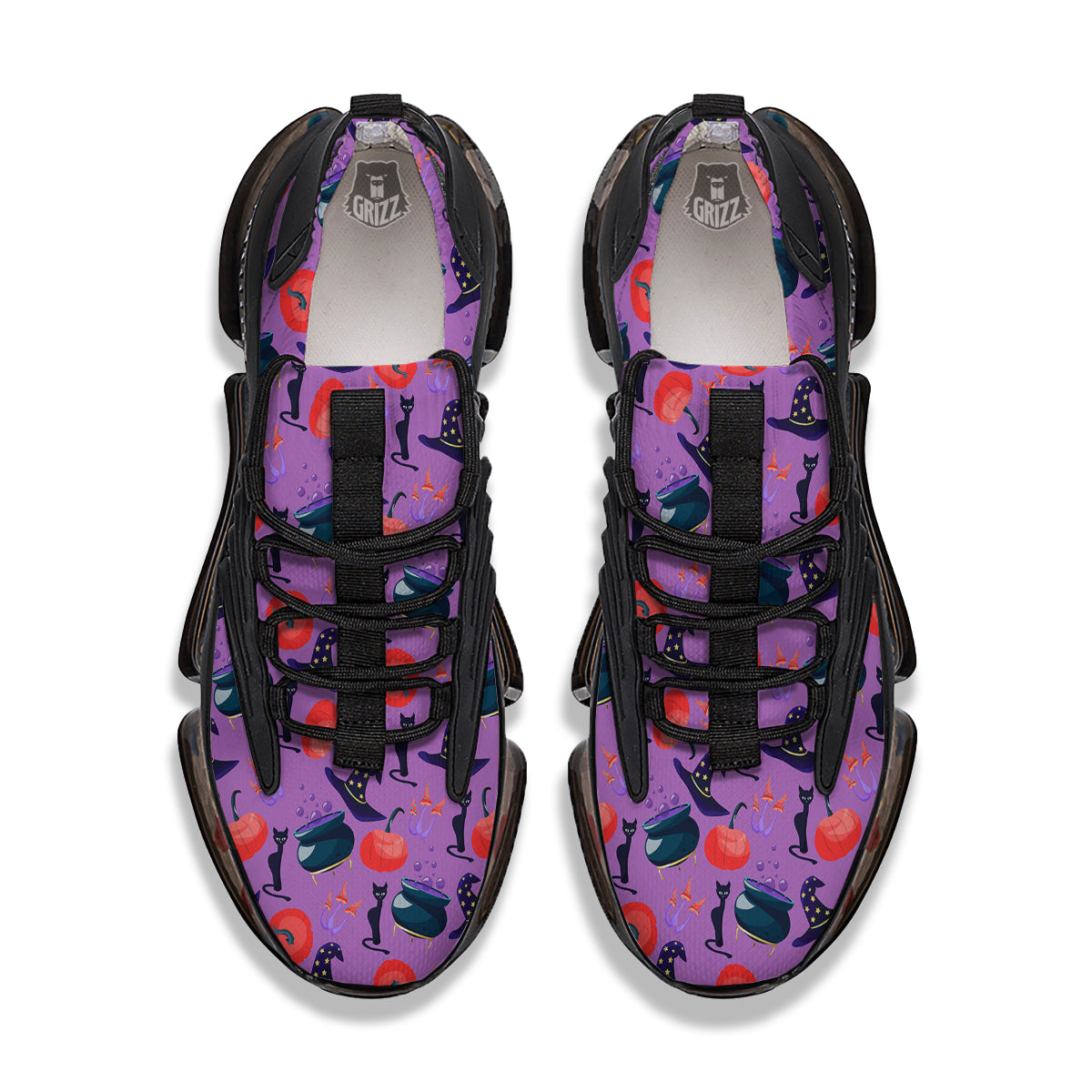 Witch Cauldron Halloween Print Pattern Black Gym Shoes-grizzshop