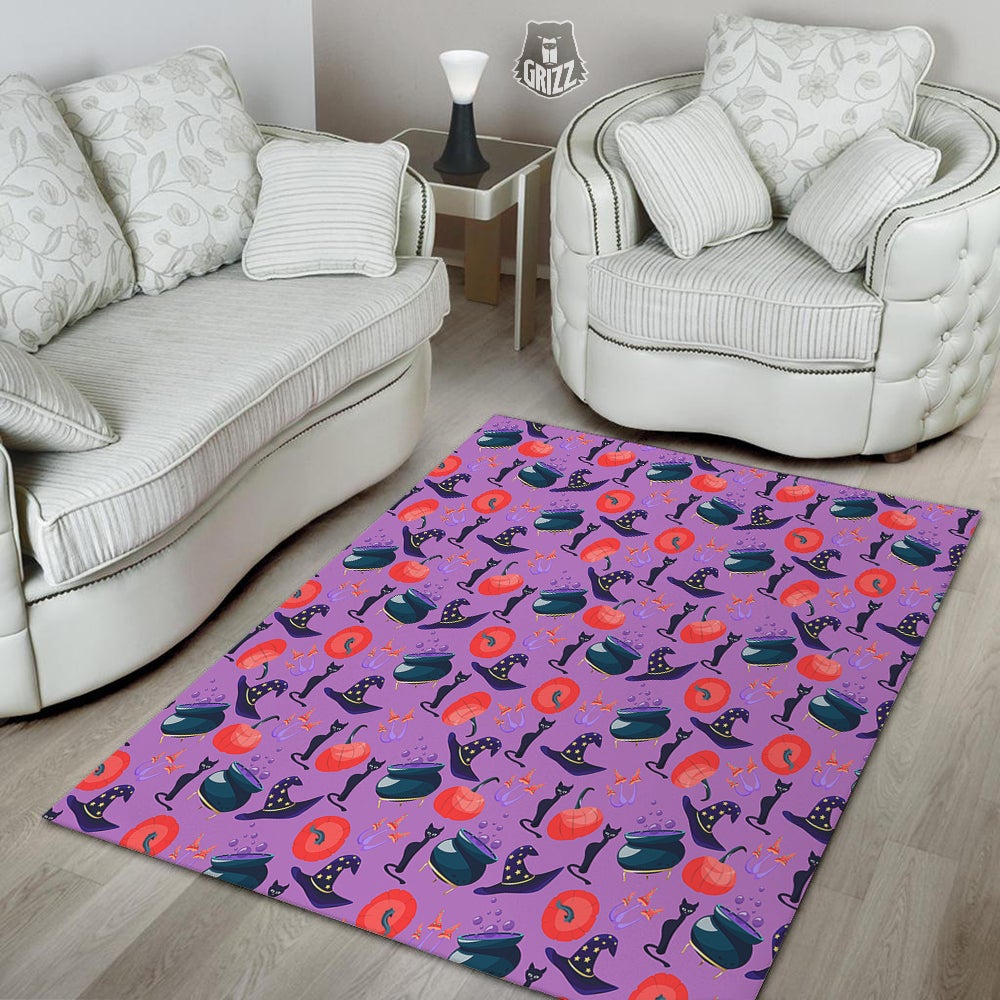 Witch Cauldron Halloween Print Pattern Floor Mat-grizzshop