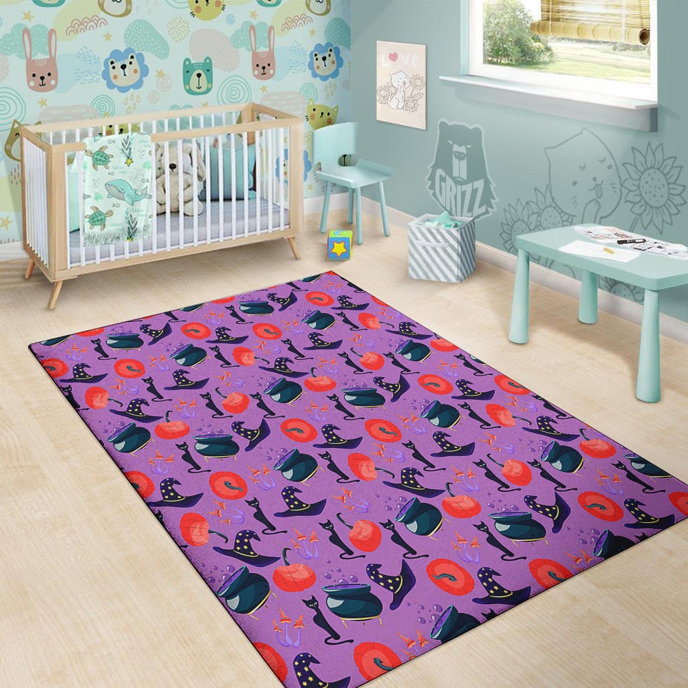 Witch Cauldron Halloween Print Pattern Floor Mat-grizzshop