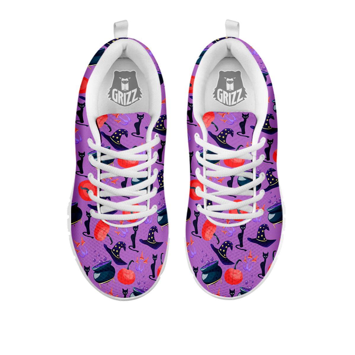 Witch Cauldron Halloween Print Pattern White Sneaker-grizzshop
