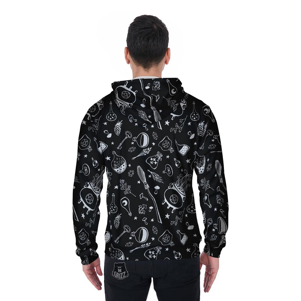 Witch Gothic Men's Zip Up Hoodie-grizzshop