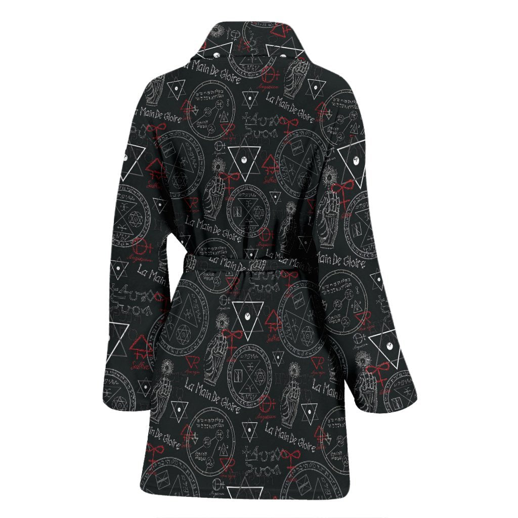 Witch Gothic Wiccan Pagan Pattern Print Women Long Robe-grizzshop