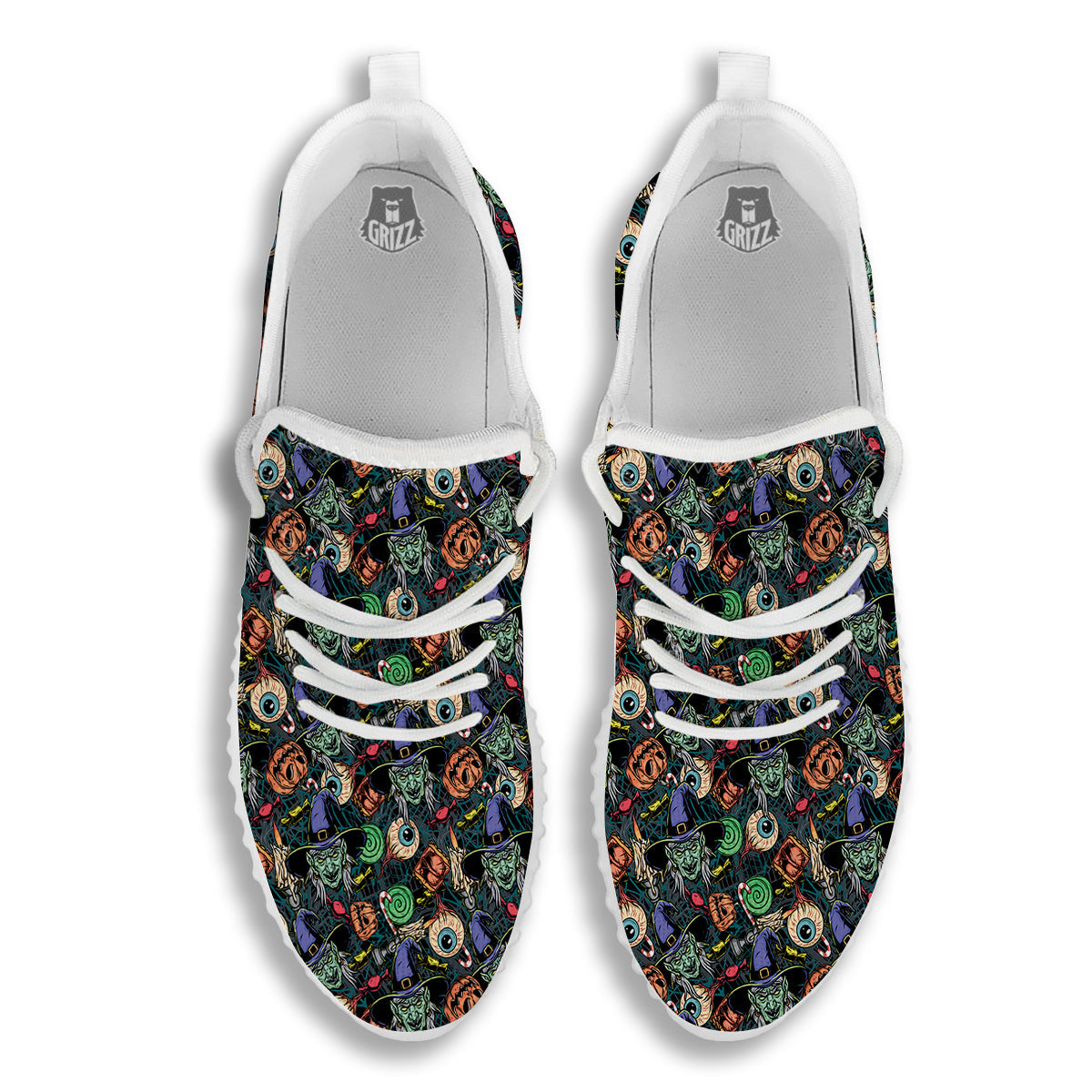 Witch Halloween Elements Print Pattern White Walking Shoes-grizzshop