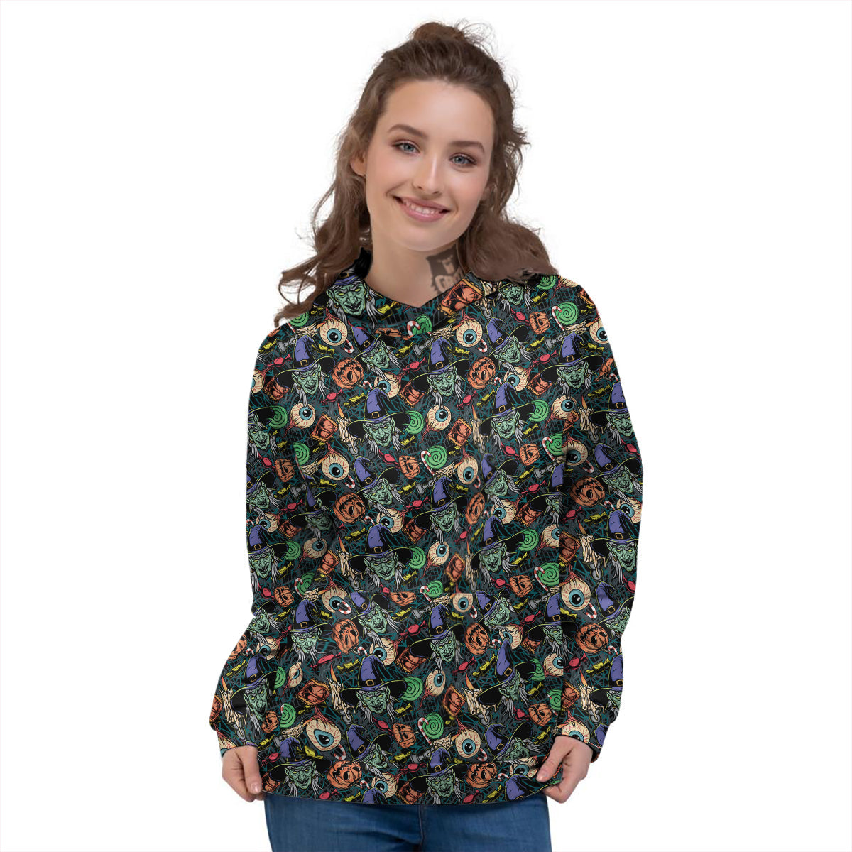 Witch Halloween Elements Print Pattern Women's Hoodie-grizzshop