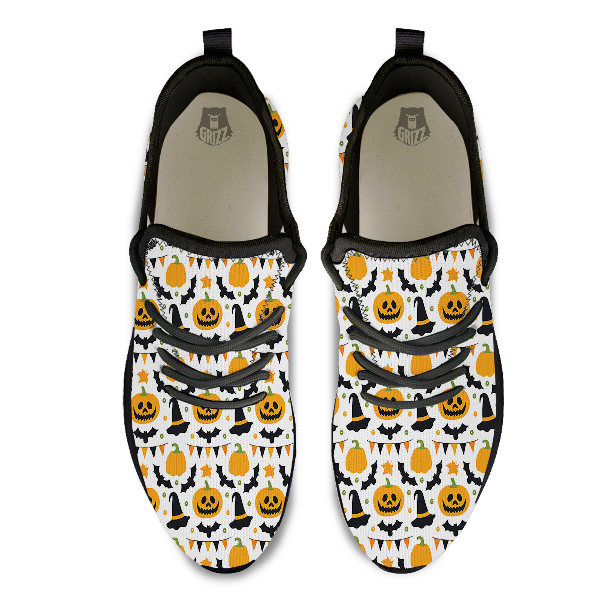 Witch Hat Halloween Print Pattern Black Athletic Shoes-grizzshop