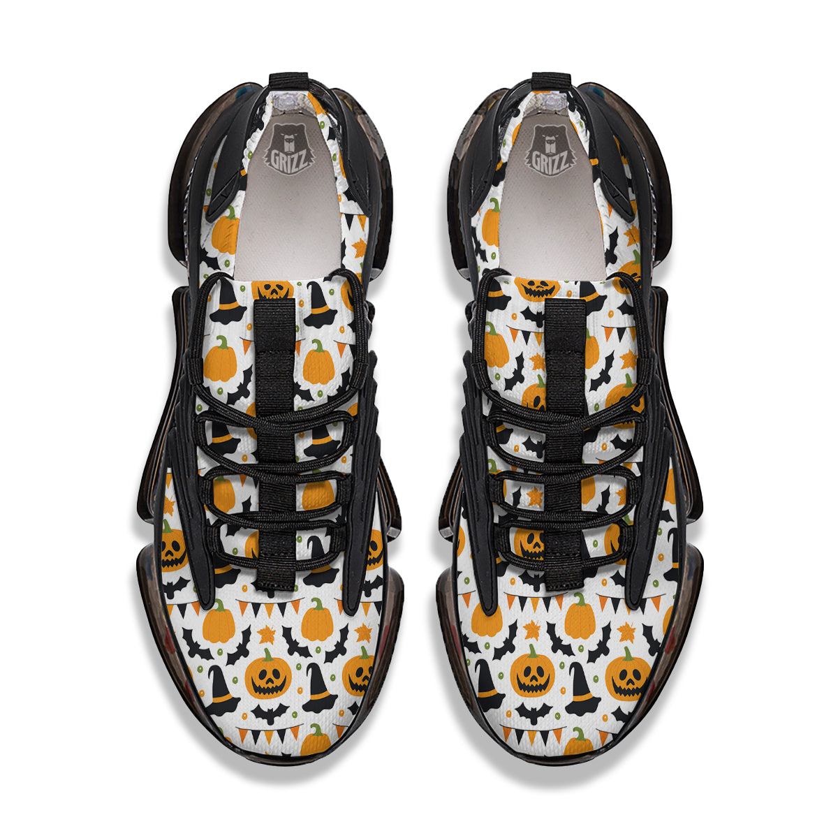 Witch Hat Halloween Print Pattern Black Gym Shoes-grizzshop