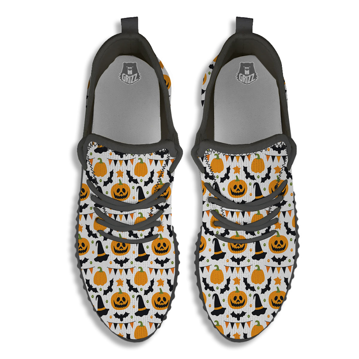 Witch Hat Halloween Print Pattern Black Walking Shoes-grizzshop