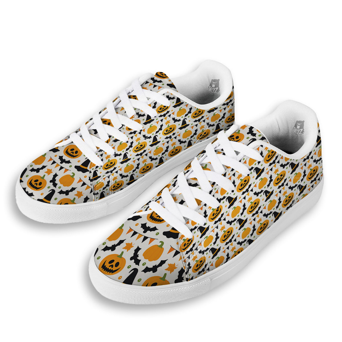 Witch Hat Halloween Print Pattern White Low Top Sneakers-grizzshop
